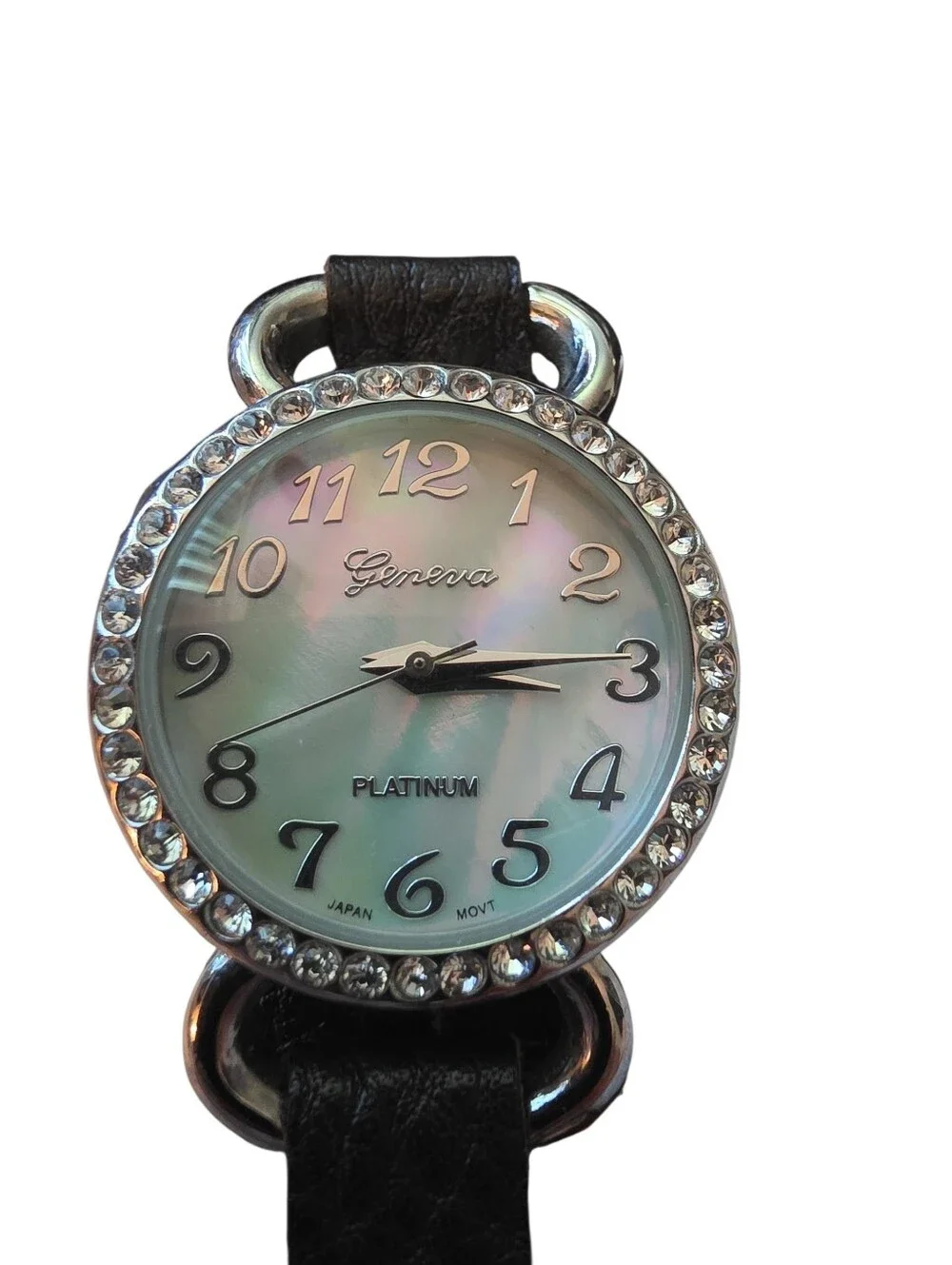 Geneva Brown Studded Leather Wrap Watch